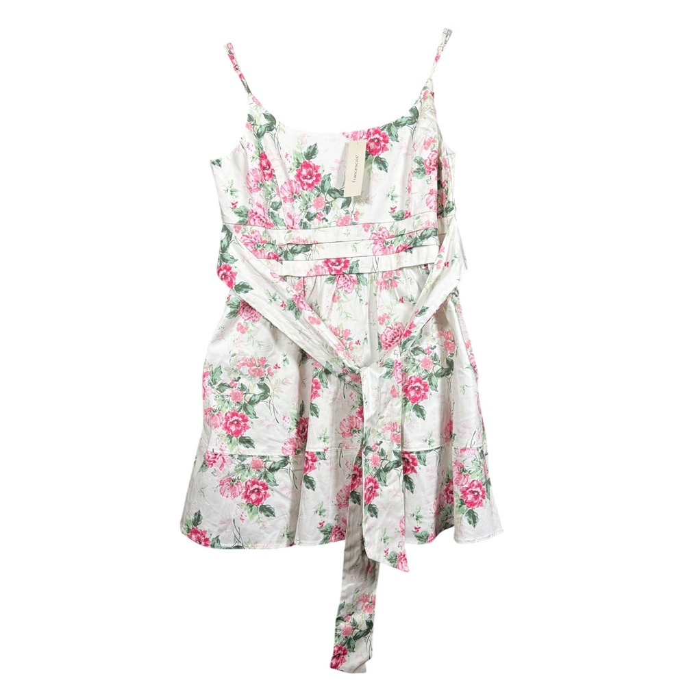 Mi Ami Dress Womens Large 26DA68JUWD White Floral Tie Waist Francesca's NEW